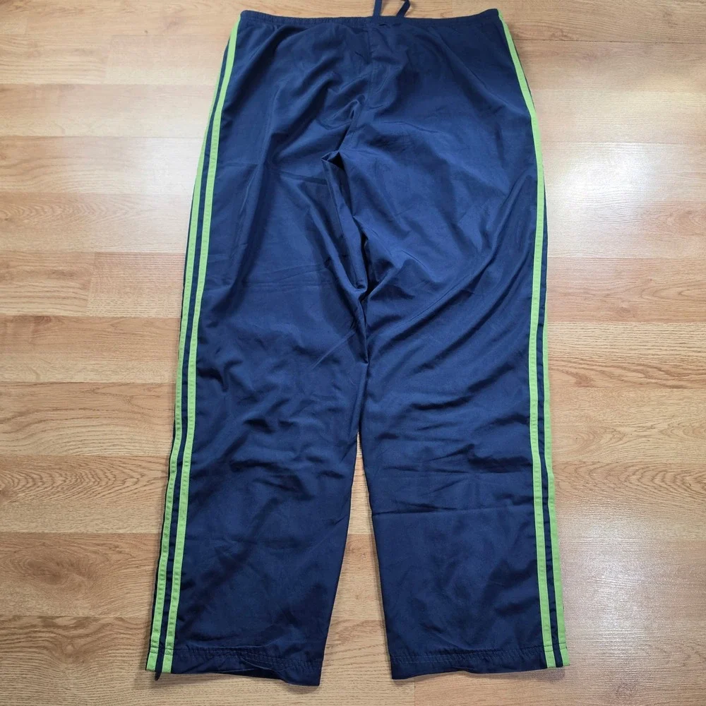 Vintage Adidas Track Pants Mens L Blue Lime Green Stripe Mesh Lined Y2k Baggy